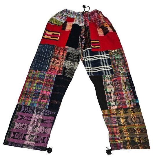 Unbranded Pants - Guatemalan Boho Uniq Multicolor Multipattern Unisex Pants Woven Artsy Embroidery